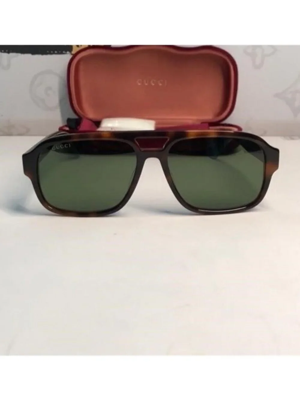 Gucci Tortoise Shell Sunglasses with Green Lenses GG0925s 002